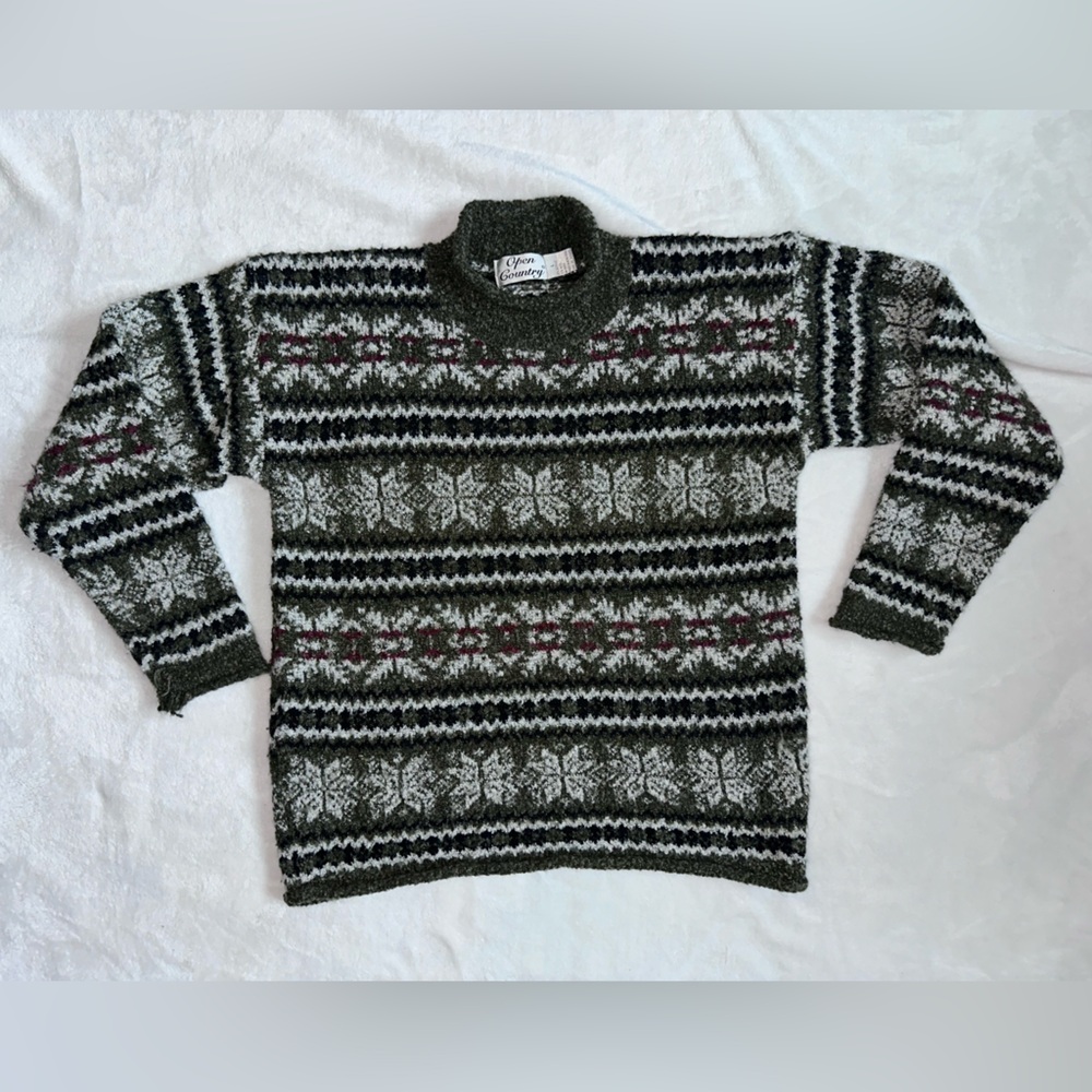 Vintage Open Country Green Fair Isle Sweater